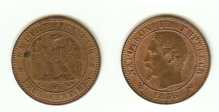 2 Centimes Napoléon III 1856W Lille Unc/AU+